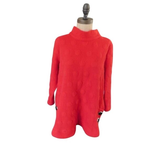 Ali Miles Size S Small Red Textured Knit Artsy Style Top - Picture 1 of 4